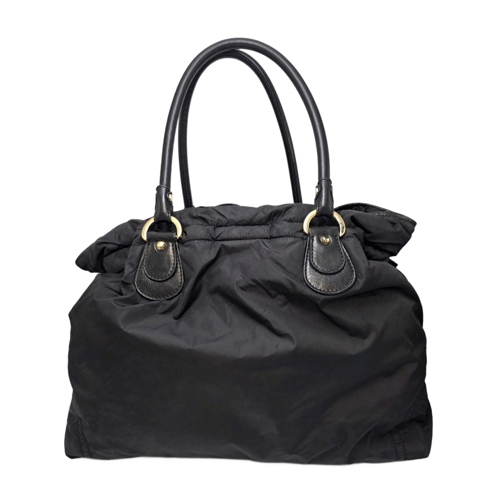 Tod's Black Nylon Puffer Tote Bag OD 18 – Leather Trim & Gold Hardware - Picture 3 of 8